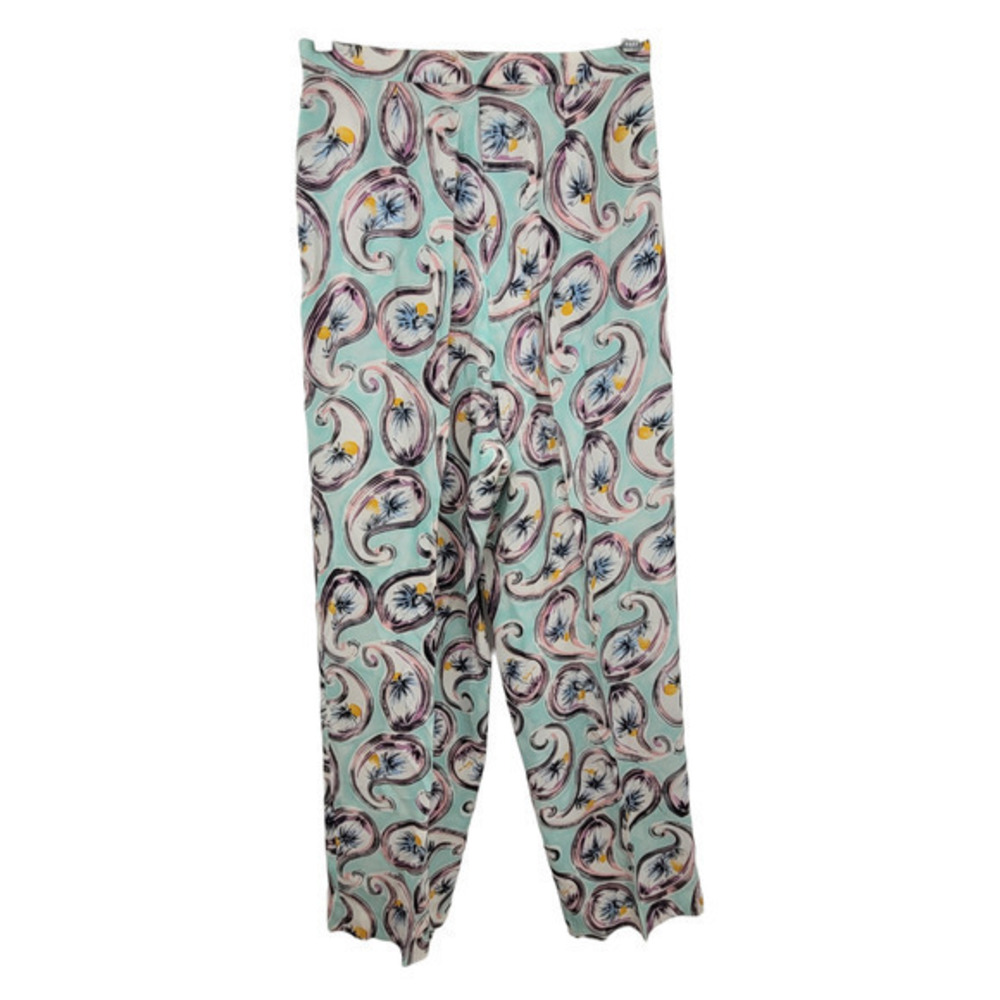 L'eau Vive Pink Paisley Pleated Front Vintage‎ Petal Pusher Pants
